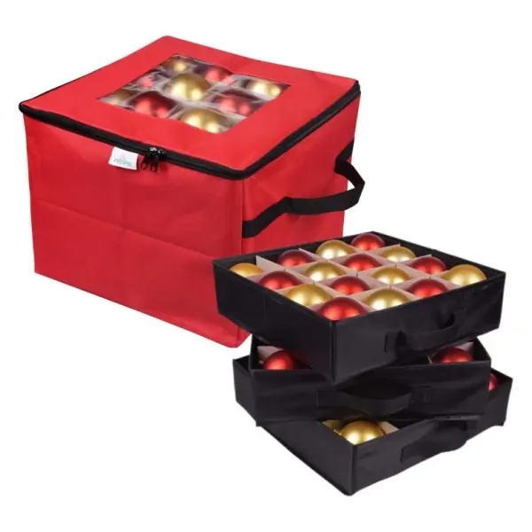 Wholesale Fabric Christmas Ornament Storage Box with Lid