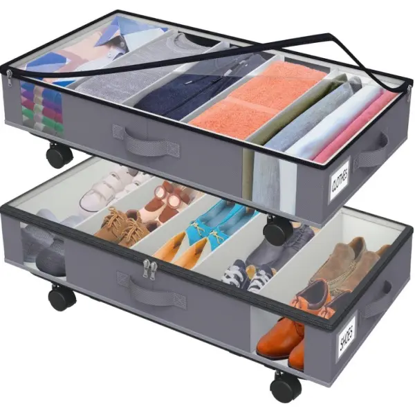 Under bed shoe organizer for bulk storage