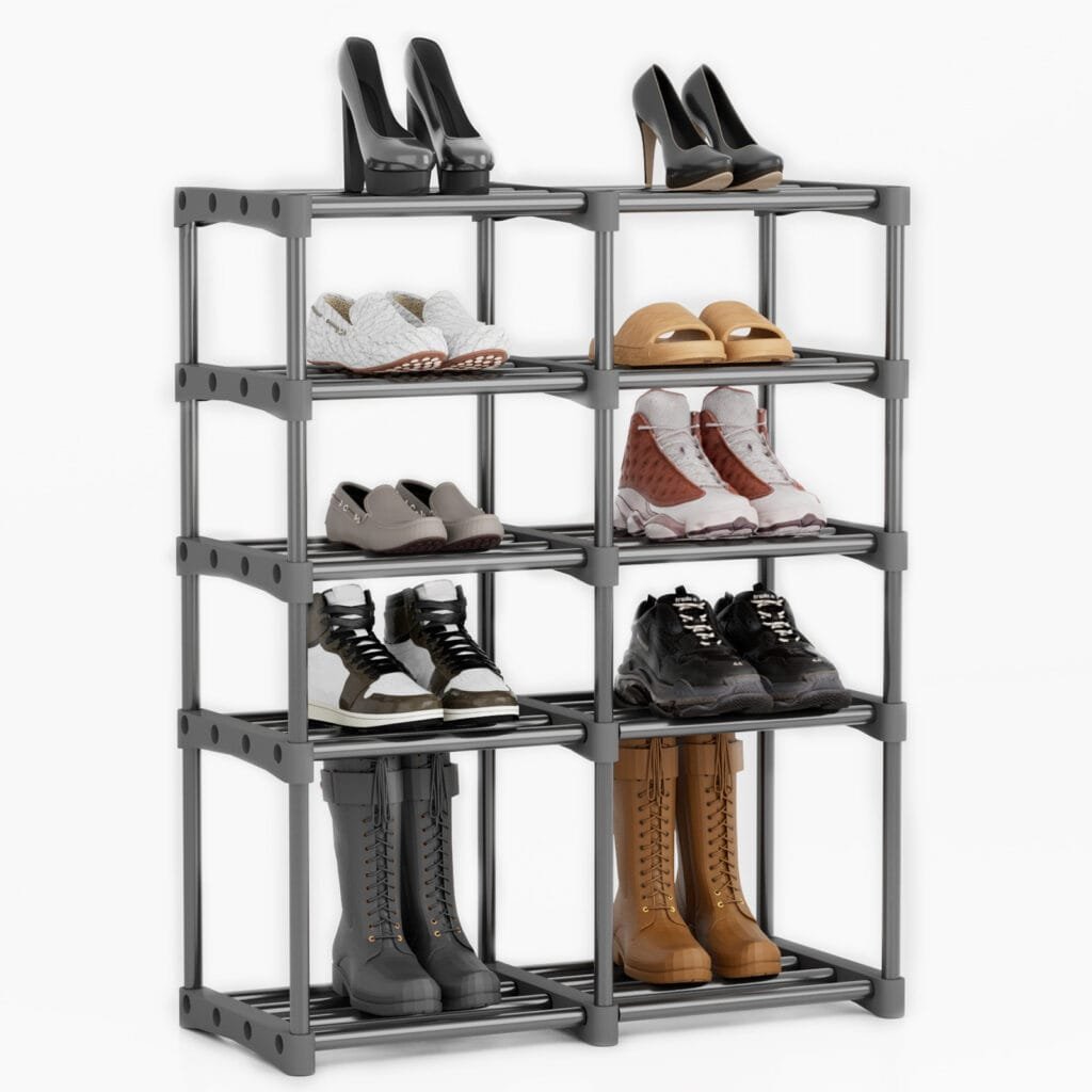Custom shoe rack for closet storage