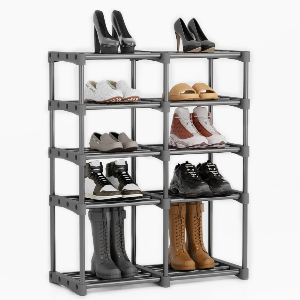Custom shoe rack for closet storage