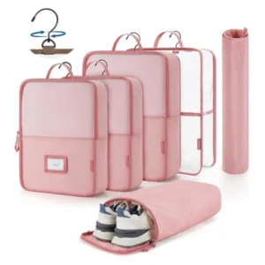 Hanging packing cubes with waterproof clear bag 1