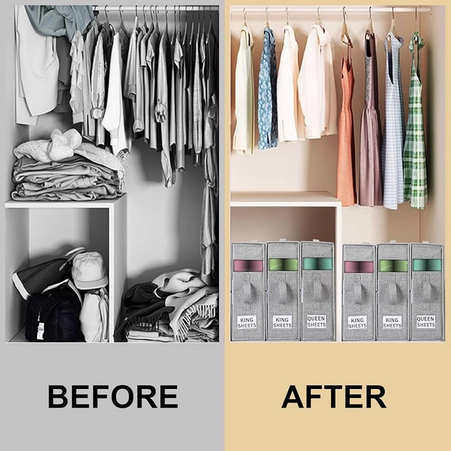 messy vs organized linen closet