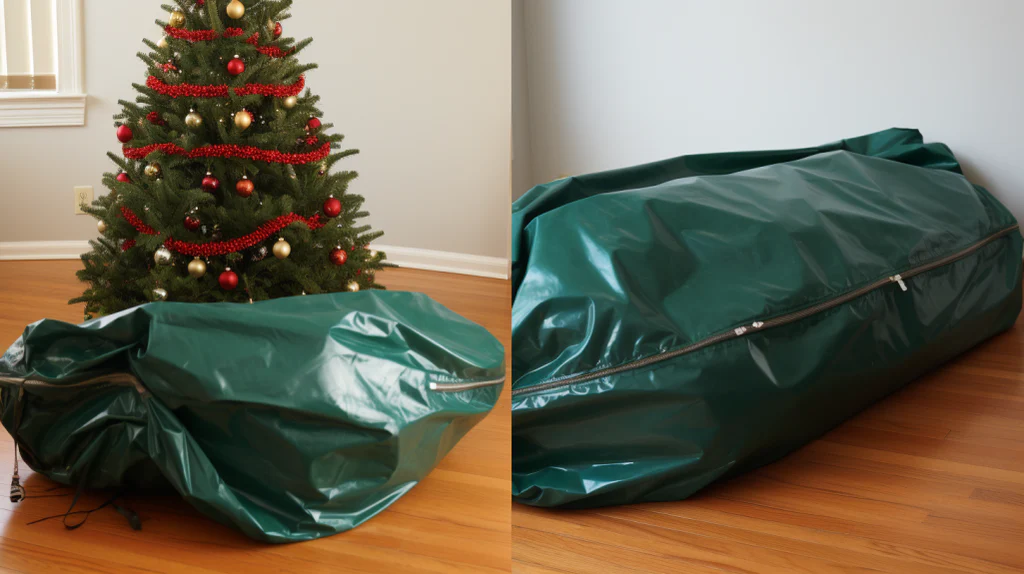 messy vs organized Christmas tree storage