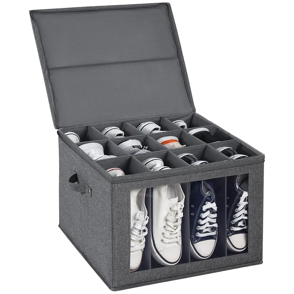 Fabric shoe box organizer with window
