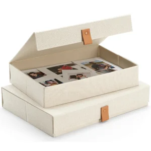 Linen Decorative Storage Boxes with Lids
