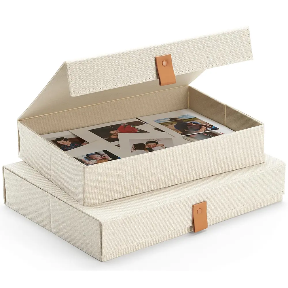 Linen Decorative Storage Boxes with Lids