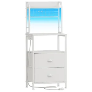 Factory Wholesale LED Nightstand with Storage and Charging Station