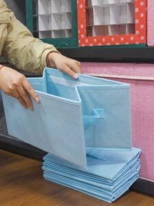 Collapsible fabric storage box showing space-saving foldable design for wholesale