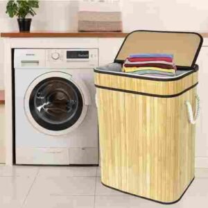Key benefits of a bamboo laundry hamper, natural bamboo laundry hamper in modern bedroom