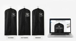 Custom logo printing processes for wholesale garment bags: silk screen, heat transfer, embroidery