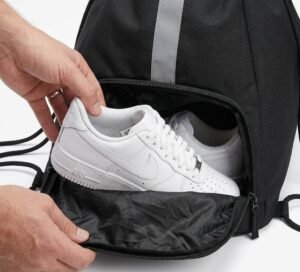 Gym bag with fully sealed shoe compartment for men, odor proof, keeps dirty shoes separate from clean clothes