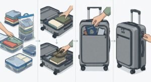 how to pack a carry on travel bag for air travel step by step