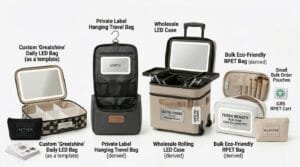 Low MOQ makeup bag manufacturer 500pcs for Amazon FBA sellers