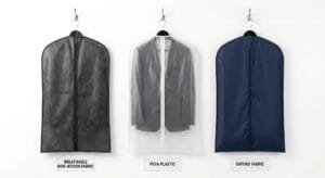 Non-woven vs PEVA vs Oxford garment bags material comparison for B2B buyers