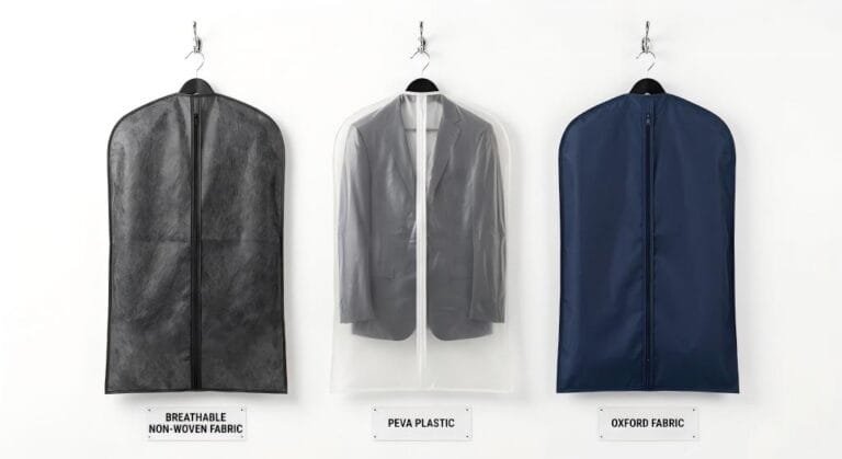 Non-woven vs PEVA vs Oxford garment bags material comparison for B2B buyers