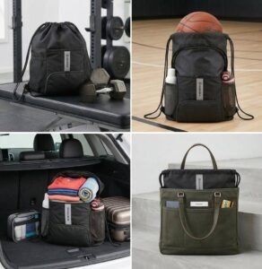 Versatile drawstring gym bag for men, works for gym, basketball, travel, and daily commute