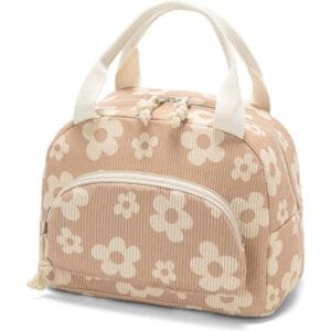 Custom checkered insulated lunch tote bag with carry handles