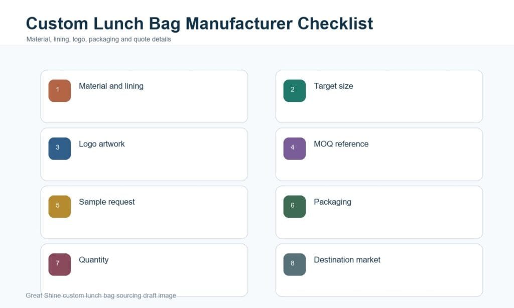 Custom lunch bag manufacturer sourcing checklist