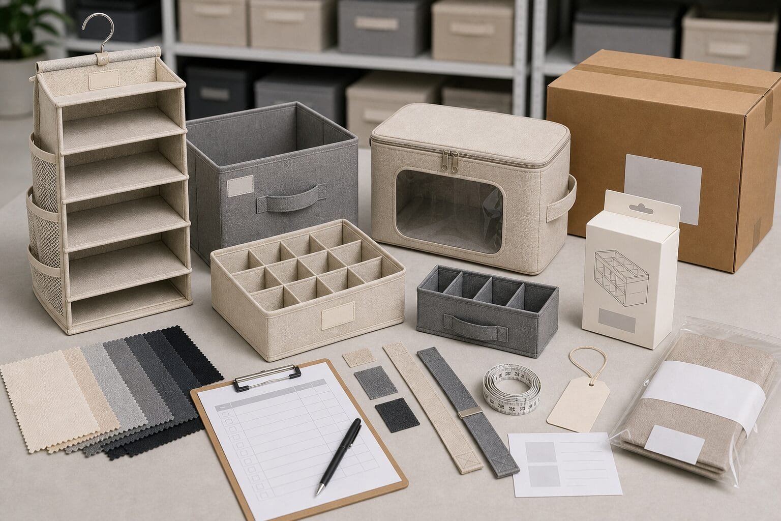 Private label packaging and QC planning for custom closet organizers.