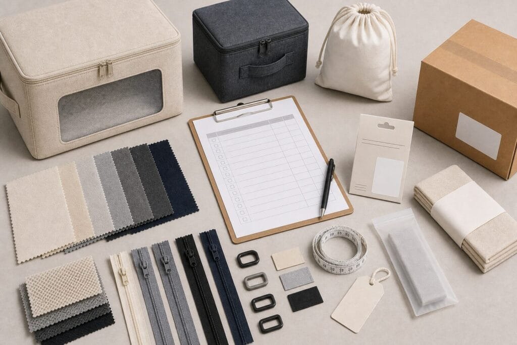 Buyer checklist for ordering custom storage bags from China.