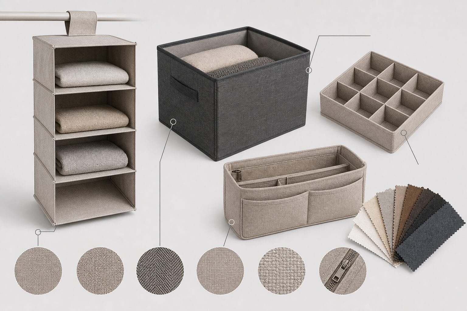 Wholesale closet organizer material and structure options for retail buyers.
