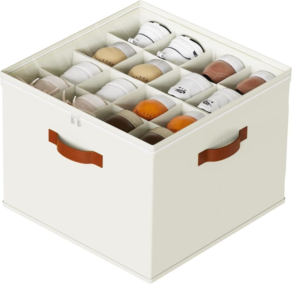 Fabric shoe storage box with clear window