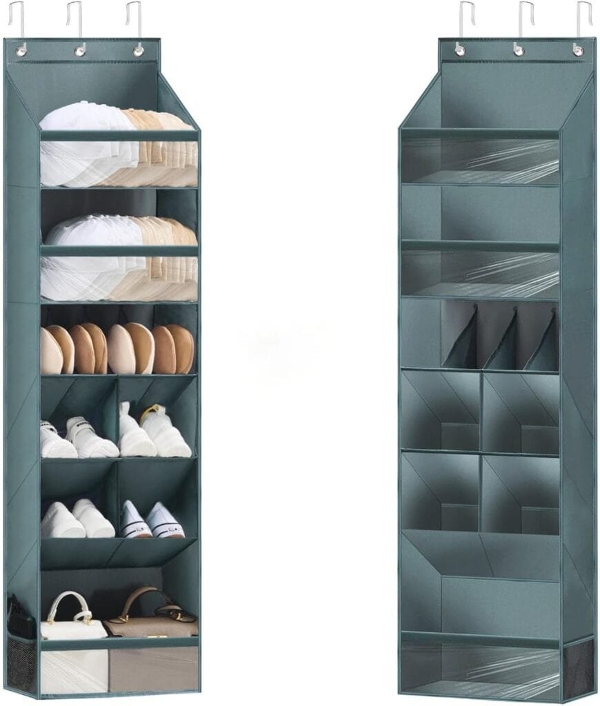 Over the door hanging shoe organizer with pockets