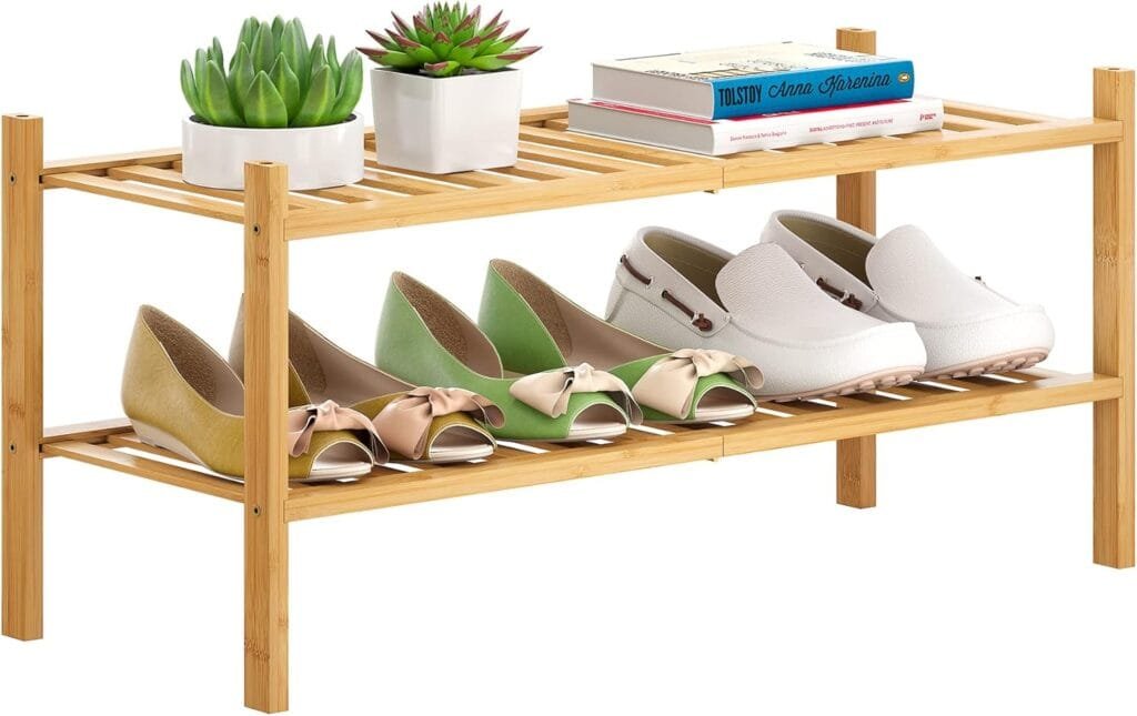 Bamboo frame material for shoe storage racks