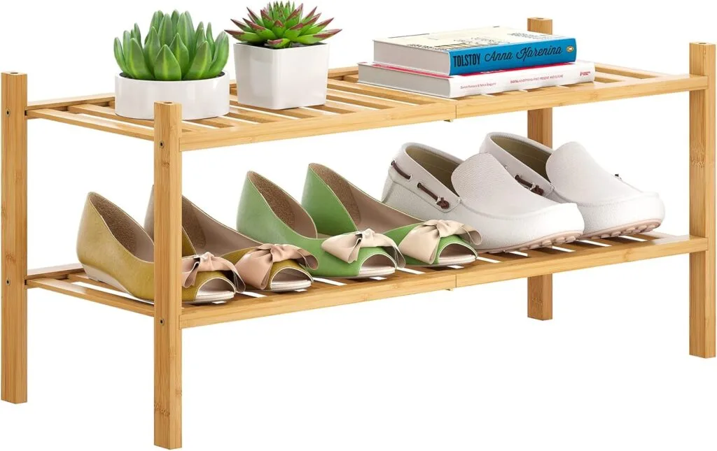Bamboo frame material for shoe storage racks