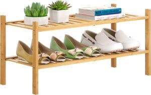 Bamboo frame material for shoe storage racks