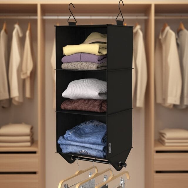 hanging closet organizer reinforced hook detail