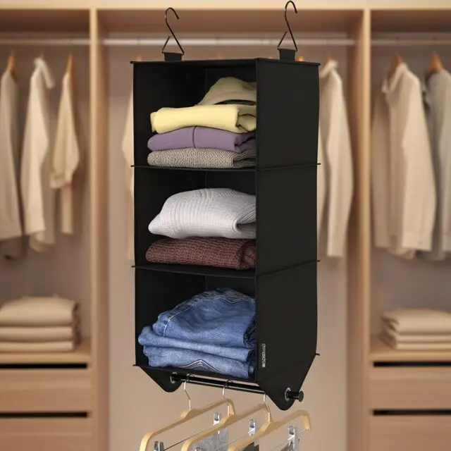 hanging closet organizer reinforced hook detail