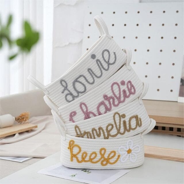 embroidery logo example for closet organizer fabric