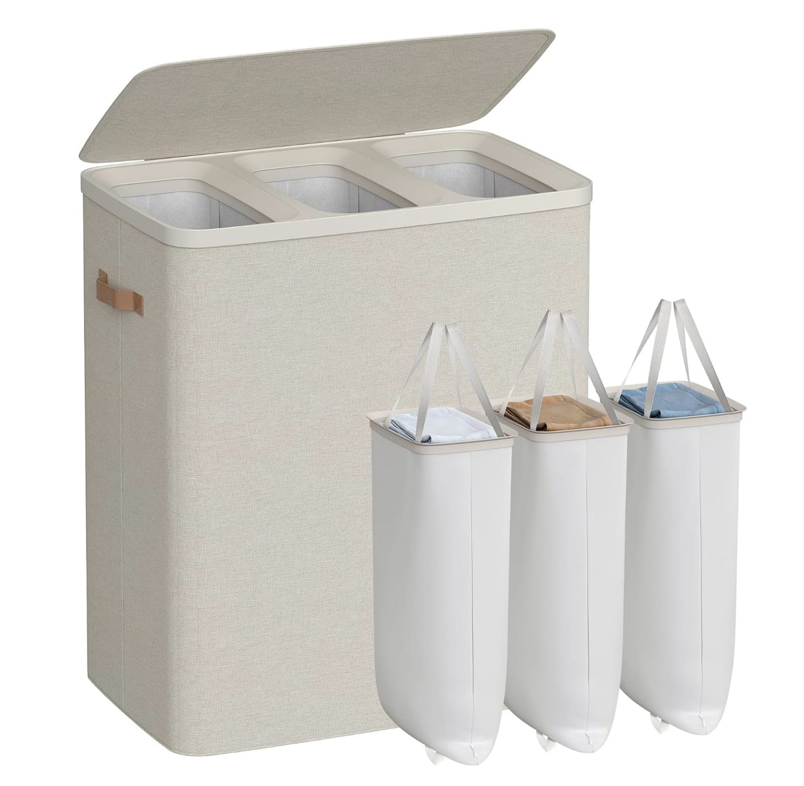 Three-compartment laundry sorter