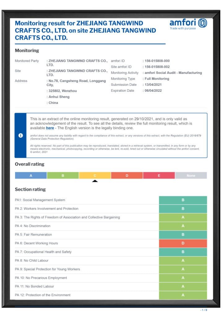 Great Shine BSCI audit document