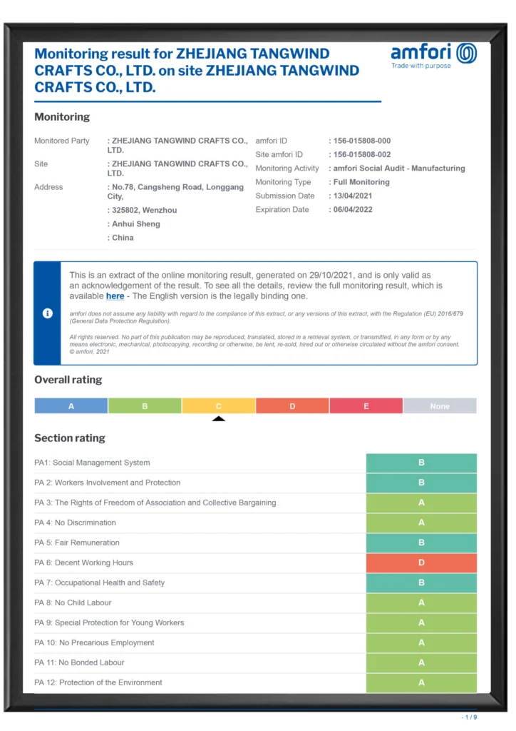 Great Shine BSCI audit document