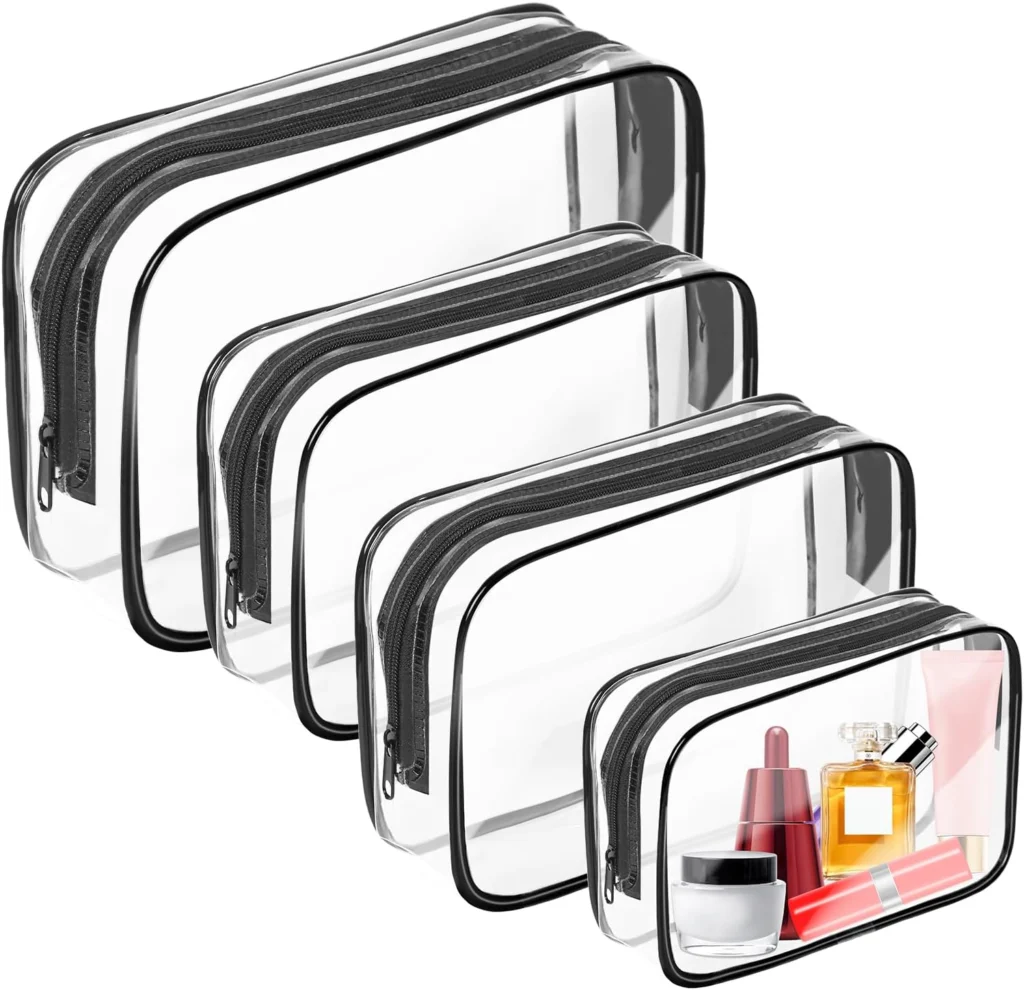 Clear PVC material sample for transparent cosmetic bags