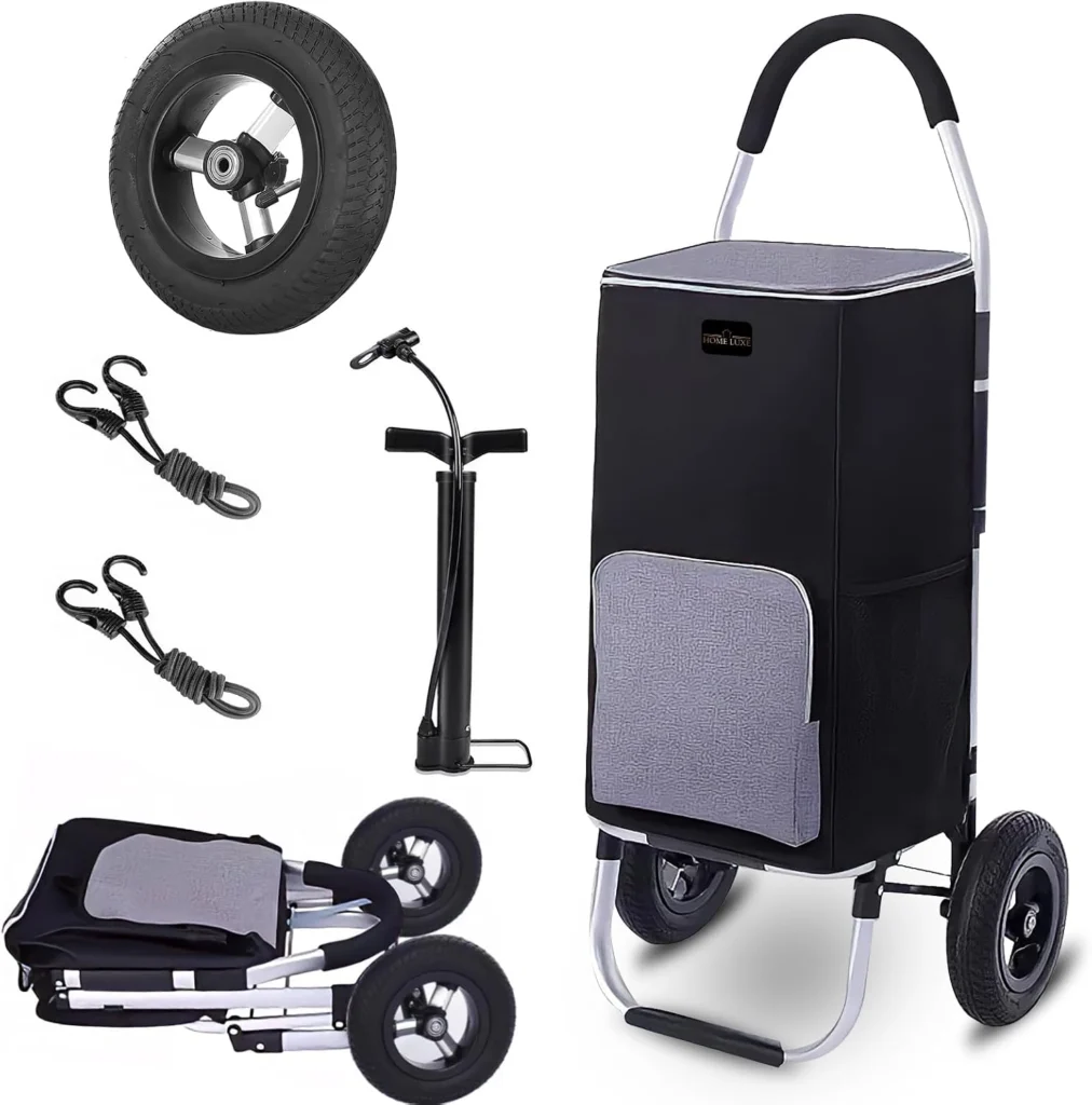 Shopping trolley bag with detachable wheel and frame components
