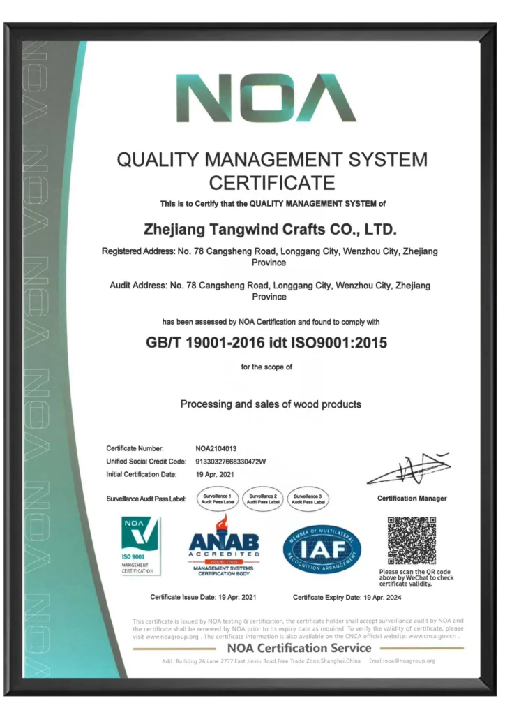 Great Shine ISO 9001 quality management certificate
