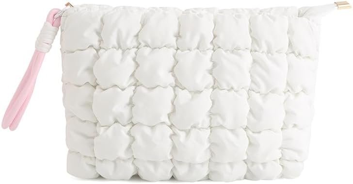 Quilted fabric material sample for cosmetic bag projects