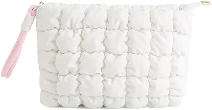 Quilted fabric material sample for cosmetic bag projects