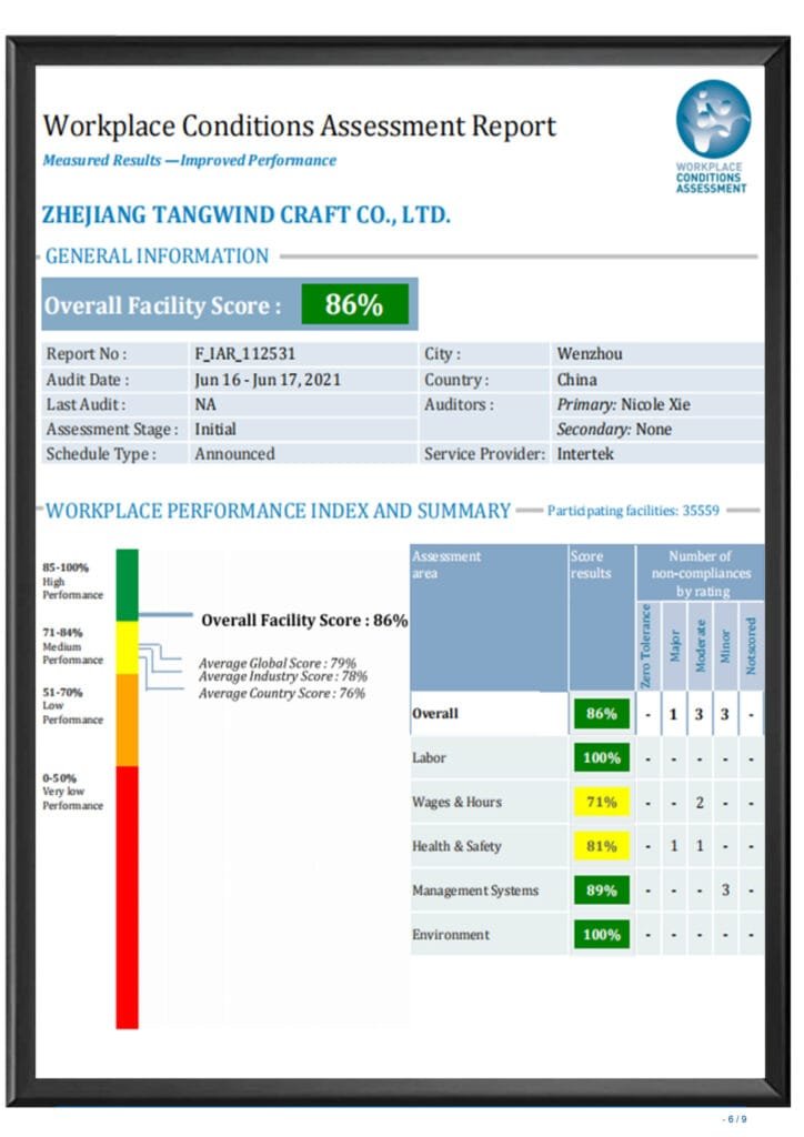 Great Shine workplace conditions assessment report