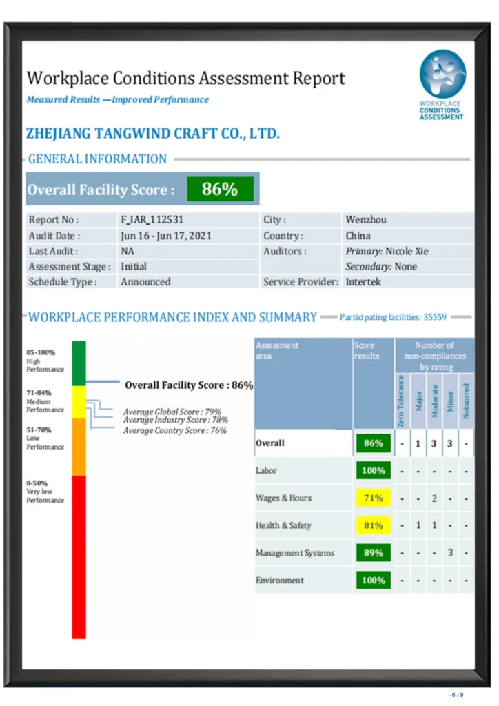 Great Shine workplace conditions assessment report