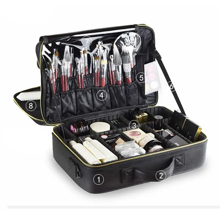 Cosmetic bag inner compartment structure detail