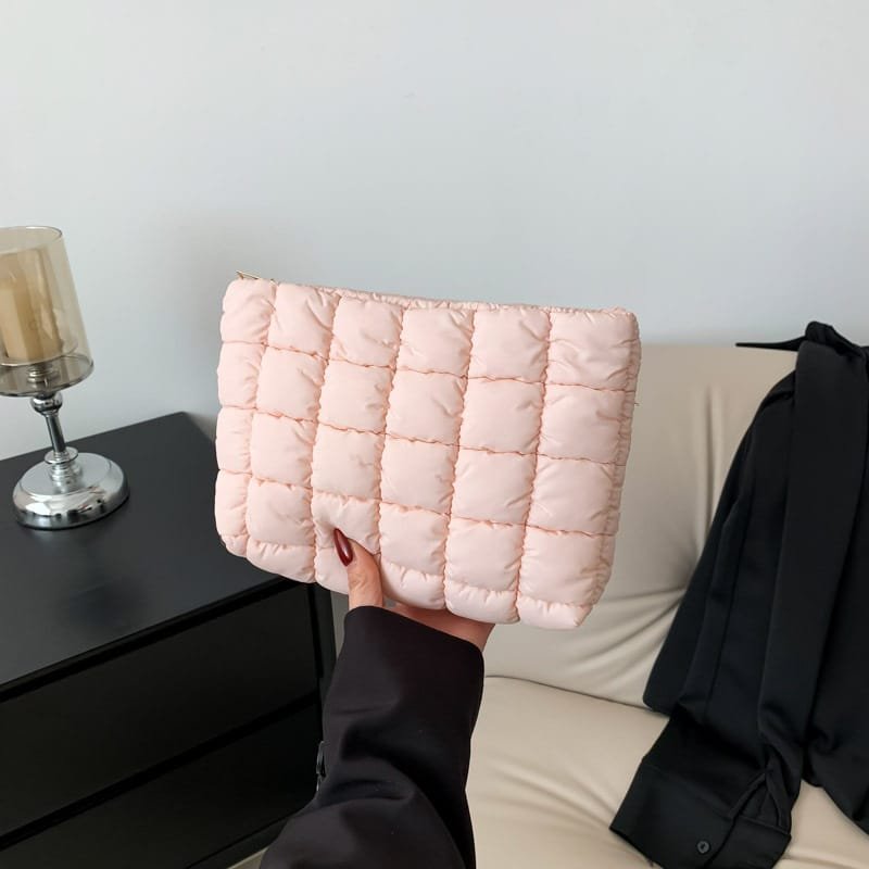 Quilted pattern detail for cosmetic bag
