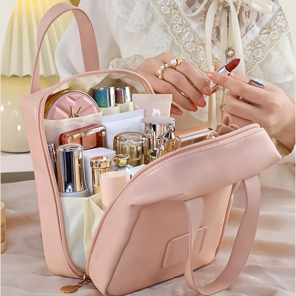 Waterproof surface option for cosmetic bag material