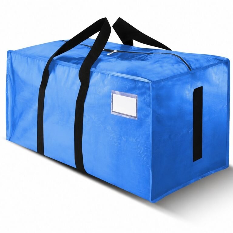 Blue rectangular moving bag with reinforced carrying straps