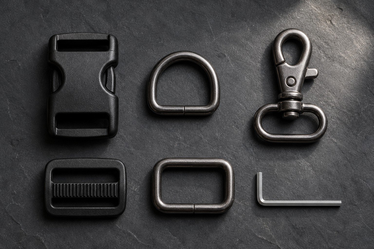 Buckles and hooks for custom storage and travel bags