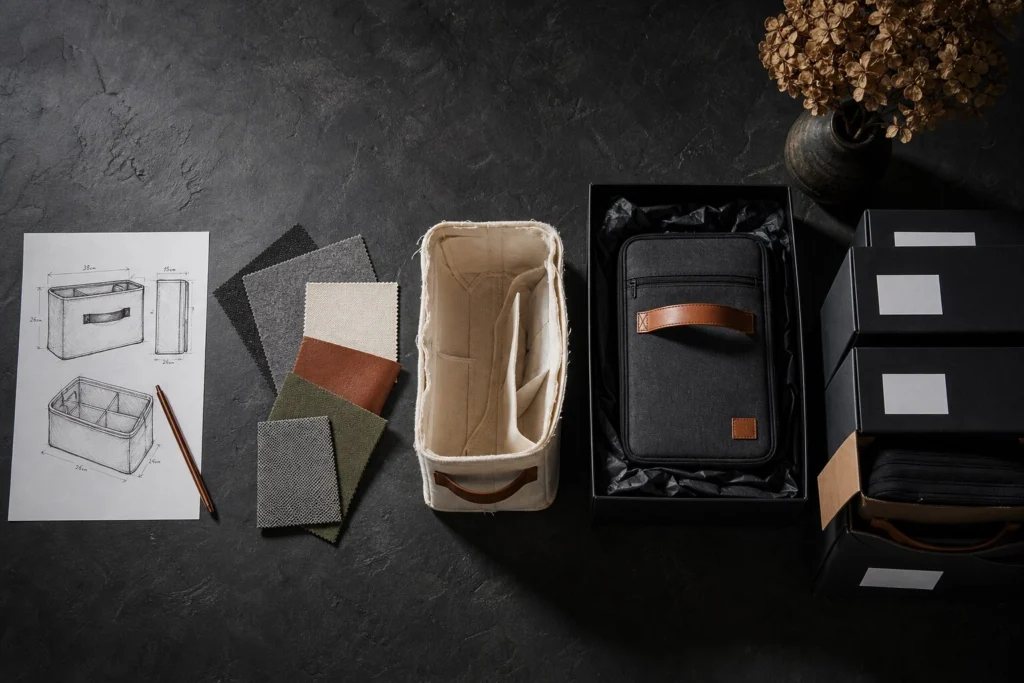 Comparison of storage bag samples with different branding and materials