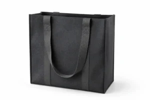 Heavy-duty grocery bag in charcoal grey with reinforced handles